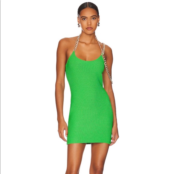 The Sei Dresses The Sei Chain Knit Mini Dress In Green Xs Sexy Gold